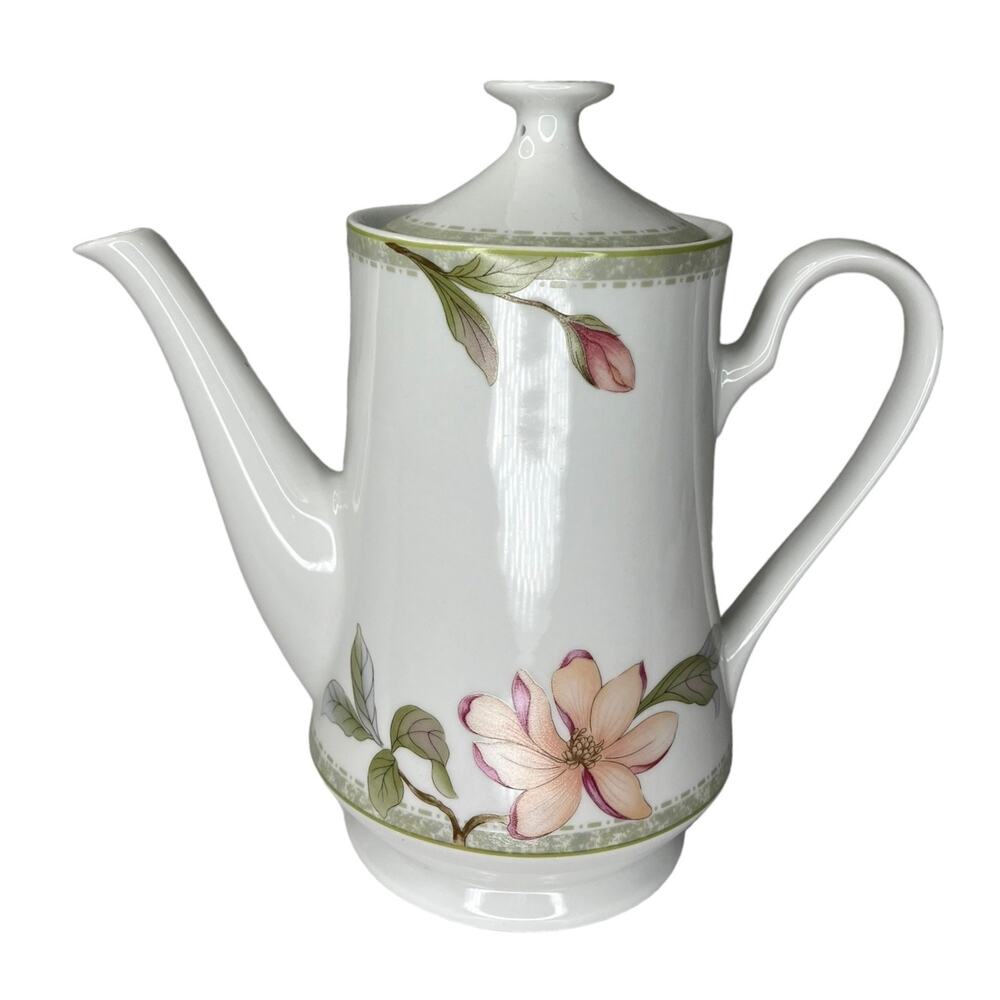 Oneida Porcelain Teapot Savanna Collection Holiday Hot Cocoa Tea Pot Floral Vtg
